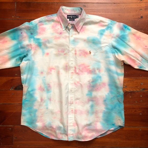 tie dye polo button down